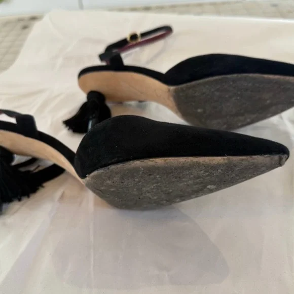 Kate Spade Voila Tassle Black Suede Women's Heels - Picture 3 of 11